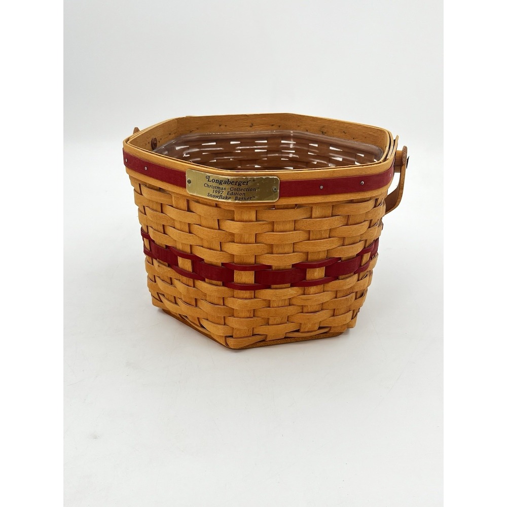 Longaberger 1997 Snowflake Christmas Collection  basket With Trio Section Liner
